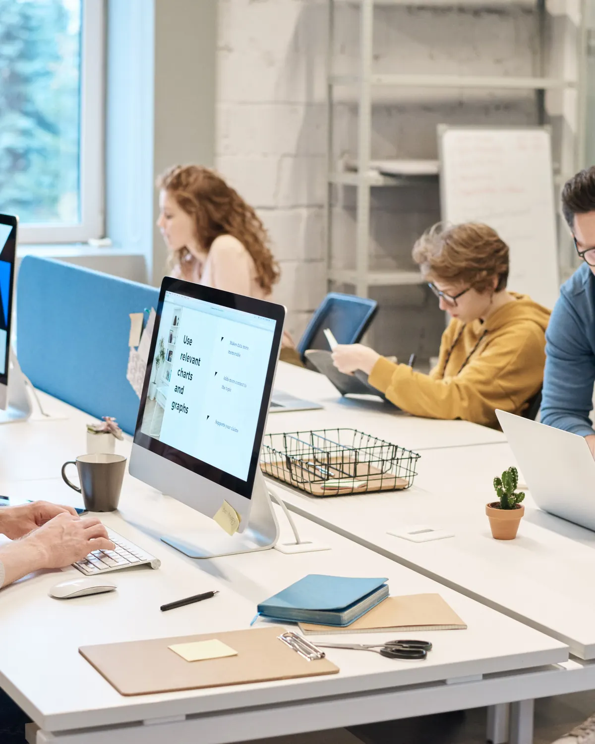 A team reviewing a workflow together